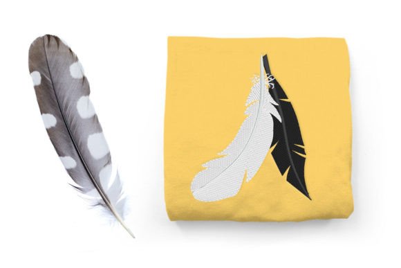 Dual Feathers Embroidery