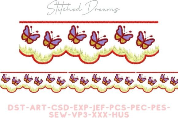 Embroidery Borders with Butterflies