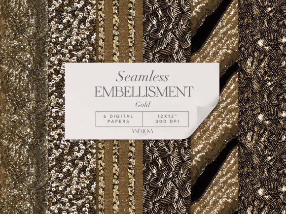 Gold Embroidery Sequin Fabric Paper